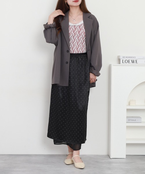 RME.(アールエムイー)の「ドット柄シアーレイヤードロングスカート(スカート・レディース・ブラック/ホワイト・L/M/S)」の11枚目の写真