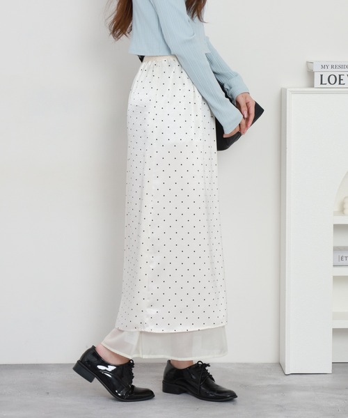 RME.(アールエムイー)の「ドット柄シアーレイヤードロングスカート(スカート・レディース・ブラック/ホワイト・L/M/S)」の3枚目の写真