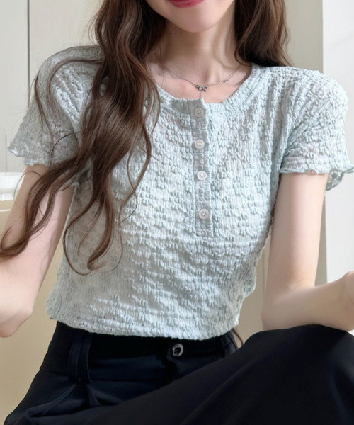 Ada.(エイダ)の「エンボス メロー ヘンリー ネック カットソー(Tシャツ/カットソー・レディース・ホワイト/イエロー/ブルー・FREE)」の14枚目の写真