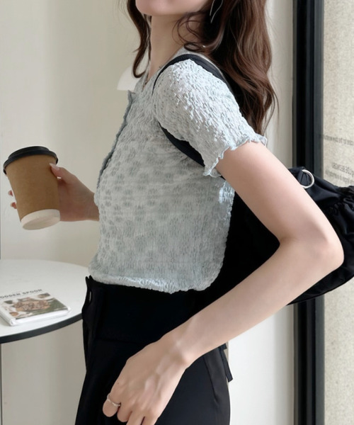 Ada.(エイダ)の「エンボス メロー ヘンリー ネック カットソー(Tシャツ/カットソー・レディース・ホワイト/イエロー/ブルー・FREE)」の15枚目の写真