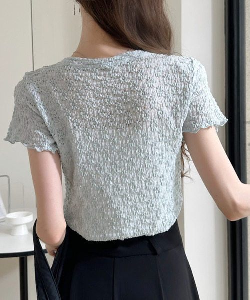 Ada.(エイダ)の「エンボス メロー ヘンリー ネック カットソー(Tシャツ/カットソー・レディース・ホワイト/イエロー/ブルー・FREE)」の16枚目の写真