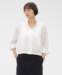 マーガレットハウエル  麻ブラウス マーガレットハウエル MARGARET HOWELL PLAIN LINEN カラーレスシャツ
