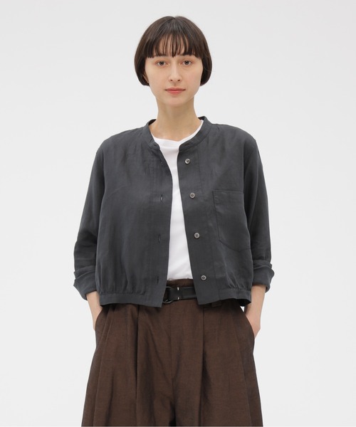 2024年 MARGARETHOWELL LINEN VOILE ブラウス 茶 LINEN VOILE（シャツ/ブラウス）｜MARGARET HOWELL（マーガレット
