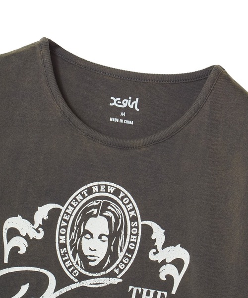X-girl(エックスガール)の「FADED VICTORIAN FACE S/S BABY TEE(Tシャツ/カットソー・レディース・オフホワイト/チャコール・S/M)」の8枚目の写真