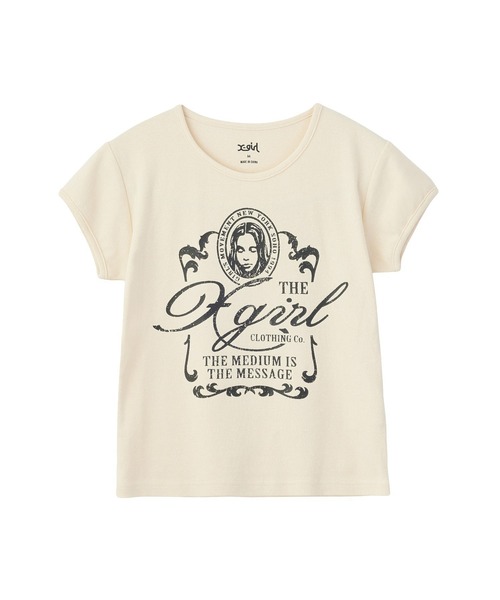 X-girl(エックスガール)の「FADED VICTORIAN FACE S/S BABY TEE(Tシャツ/カットソー・レディース・オフホワイト/チャコール・S/M)」の14枚目の写真