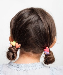 no.1101❤︎‬V・デー‪‪❤︎‬ダブルハートフロラルヘアゴム‪‪❤︎‬① ダブルハート ヘアゴム 5個セット (1colors)（ヘアゴム）｜Rora