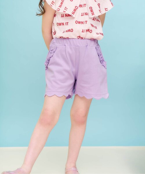 apres les cours(アプレレクール)の「【接触冷感】ひんやりスカラップショートパンツ(その他パンツ・キッズ・ラベンダー/グリーン/サックスブルー/ドット・80/90/100/120/130/140/110)」の1枚目の写真