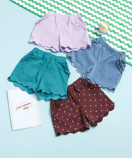 apres les cours(アプレレクール)の「【接触冷感】ひんやりスカラップショートパンツ(その他パンツ・キッズ・ラベンダー/グリーン/サックスブルー/ドット・80/90/100/120/130/140/110)」の16枚目の写真