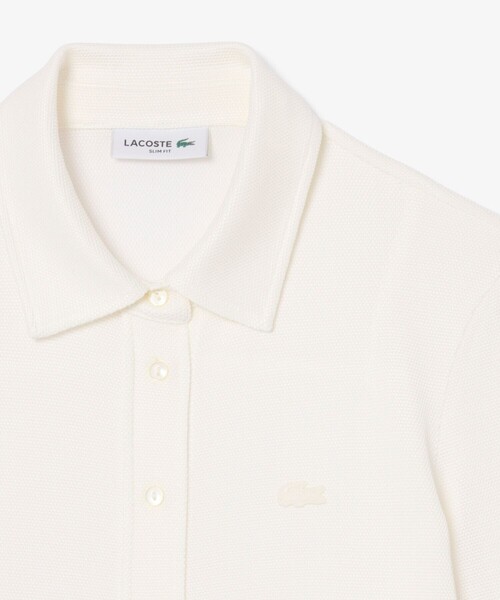 LACOSTE(ラコステ)の「グロッシー鹿の子地ロングスリーブ スリムフィットシャツ(シャツ/ブラウス・レディース・オフホワイト・38/36)」の7枚目の写真