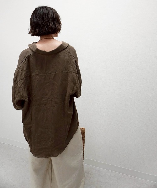 gossara（ゴサラ）の「【大人のこなれ感】キャミ付きリネンタッチシャツ（シャツ/ブラウス・レディース・ベージュ/ホワイト/ブラウン・FREE）」の12枚目の写真