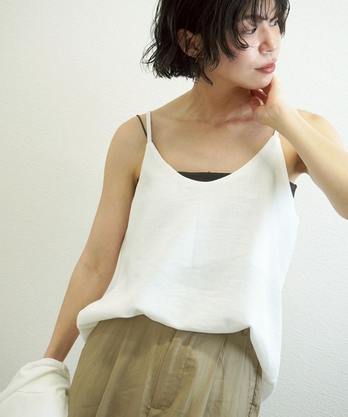 gossara（ゴサラ）の「【大人のこなれ感】キャミ付きリネンタッチシャツ（シャツ/ブラウス・レディース・ベージュ/ホワイト/ブラウン・FREE）」の20枚目の写真