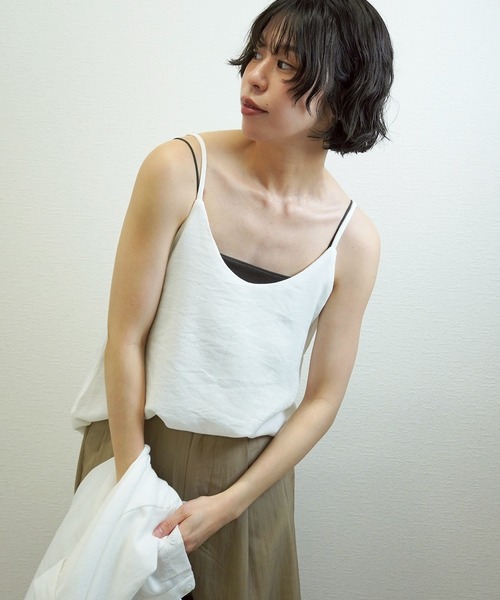 gossara（ゴサラ）の「【大人のこなれ感】キャミ付きリネンタッチシャツ（シャツ/ブラウス・レディース・ベージュ/ホワイト/ブラウン・FREE）」の21枚目の写真
