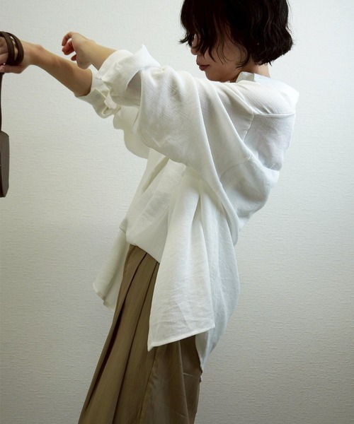 gossara（ゴサラ）の「【大人のこなれ感】キャミ付きリネンタッチシャツ（シャツ/ブラウス・レディース・ベージュ/ホワイト/ブラウン・FREE）」の18枚目の写真