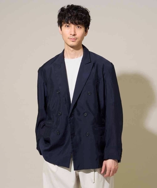 a.v.v(アーヴェヴェ)の「【洗濯機で洗える】シアーダブルブレストジャケット(その他アウター・メンズ・ネイビー・48/46)」の3枚目の写真