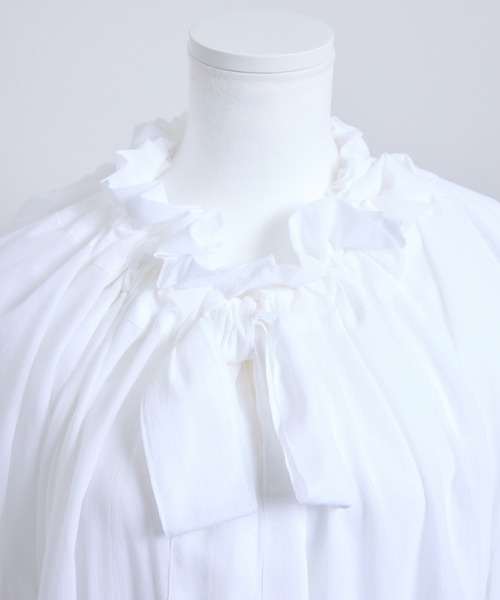vent blanc（ヴァンブラン）の「denicher デニシェ　cotton boil parisienne blouse　キャンディネックブラウス（シャツ/ブラウス・レディース・ホワイト/ネイビー/ピンク/イエロー・FREE）」の11枚目の写真