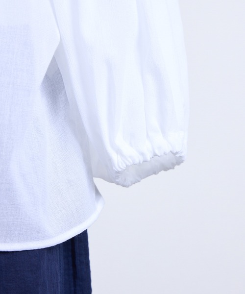 vent blanc（ヴァンブラン）の「denicher デニシェ　cotton boil parisienne blouse　キャンディネックブラウス（シャツ/ブラウス・レディース・ホワイト/ネイビー/ピンク/イエロー・FREE）」の12枚目の写真