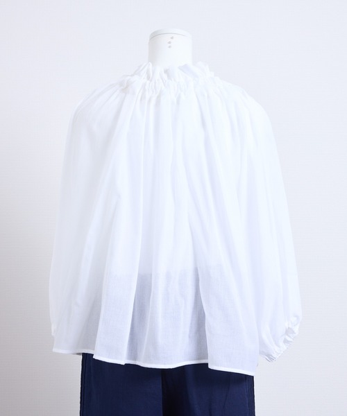 vent blanc（ヴァンブラン）の「denicher デニシェ　cotton boil parisienne blouse　キャンディネックブラウス（シャツ/ブラウス・レディース・ホワイト/ネイビー/ピンク/イエロー・FREE）」の14枚目の写真