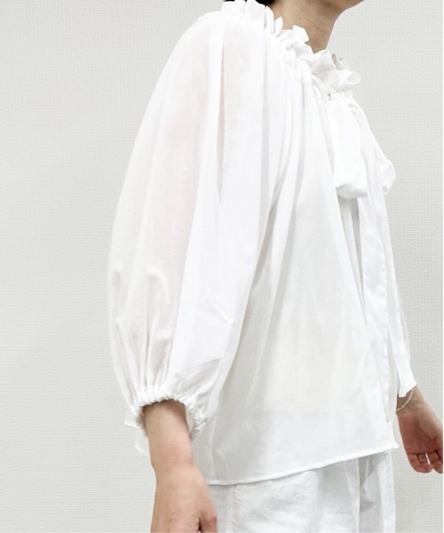 vent blanc（ヴァンブラン）の「denicher デニシェ　cotton boil parisienne blouse　キャンディネックブラウス（シャツ/ブラウス・レディース・ホワイト/ネイビー/ピンク/イエロー・FREE）」の8枚目の写真