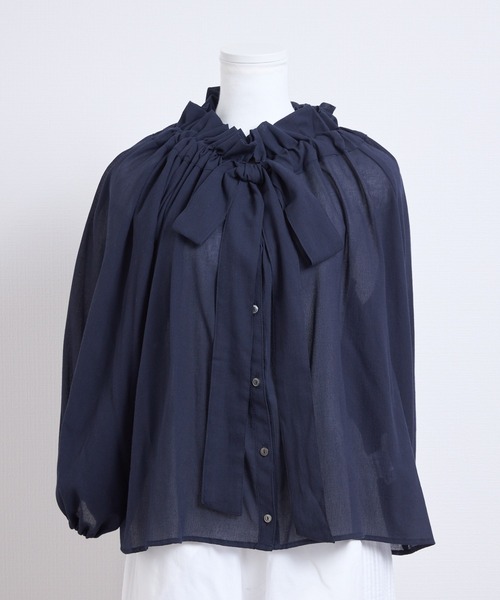 vent blanc（ヴァンブラン）の「denicher デニシェ　cotton boil parisienne blouse　キャンディネックブラウス（シャツ/ブラウス・レディース・ホワイト/ネイビー/ピンク/イエロー・FREE）」の21枚目の写真
