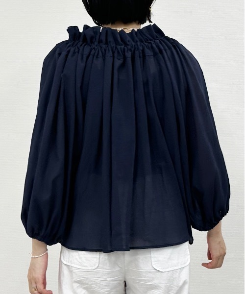 vent blanc（ヴァンブラン）の「denicher デニシェ　cotton boil parisienne blouse　キャンディネックブラウス（シャツ/ブラウス・レディース・ホワイト/ネイビー/ピンク/イエロー・FREE）」の19枚目の写真