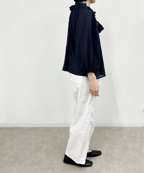vent blanc（ヴァンブラン）の「denicher デニシェ　cotton boil parisienne blouse　キャンディネックブラウス（シャツ/ブラウス・レディース・ホワイト/ネイビー/ピンク/イエロー・FREE）」の15枚目の写真