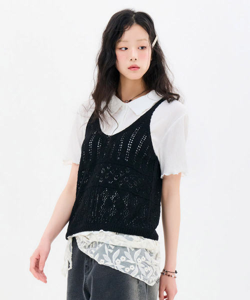 CHASECULT（チェイスカルト）の「女性 ビスチェ サマー ニット-FBRG5677D03（ニット/セーター・レディース・ブラック・FRE）」の2枚目の写真