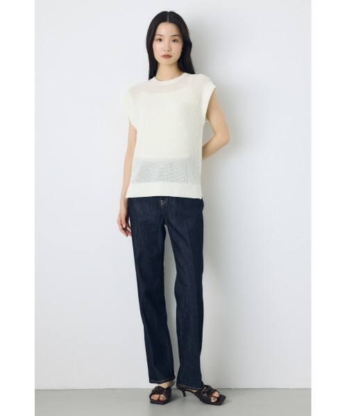 AZUL by moussy(アズールバイマウジー)の「【身長/骨格別着用画像あり】【WEB限定】AZUL DENIM センタープレスストレートデニム ショート丈(デニムパンツ・レディース・ブルー/ワンウォッシュ・24inch/25inch/26inch/27inch)」の12枚目の写真