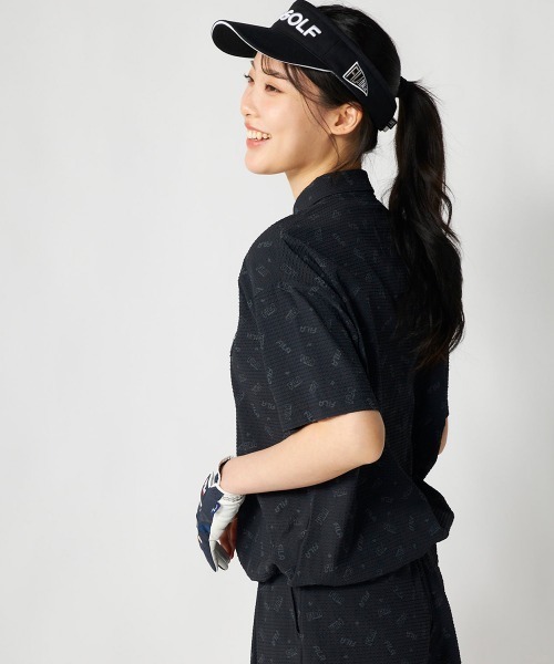 FILA GOLF(フィラゴルフ )の「【FILA GOLF:フィラゴルフ】レディースサッカー素材半袖シャツ 吸汗速乾・UVカット機能 ゴルフ(シャツ/ブラウス・レディース・ライトベージュ/ブラック/カーキ・MEDIUM/LARGE/X-LARGE)」の9枚目の写真