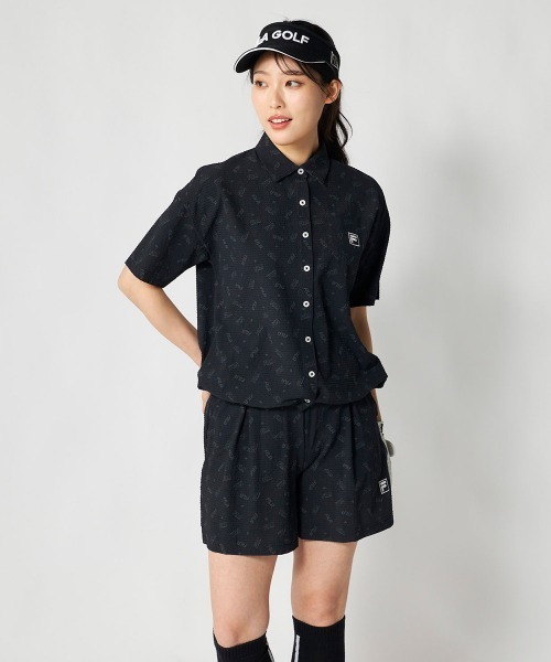 FILA GOLF(フィラゴルフ )の「【FILA GOLF:フィラゴルフ】レディースサッカー素材半袖シャツ 吸汗速乾・UVカット機能 ゴルフ(シャツ/ブラウス・レディース・ライトベージュ/ブラック/カーキ・MEDIUM/LARGE/X-LARGE)」の10枚目の写真
