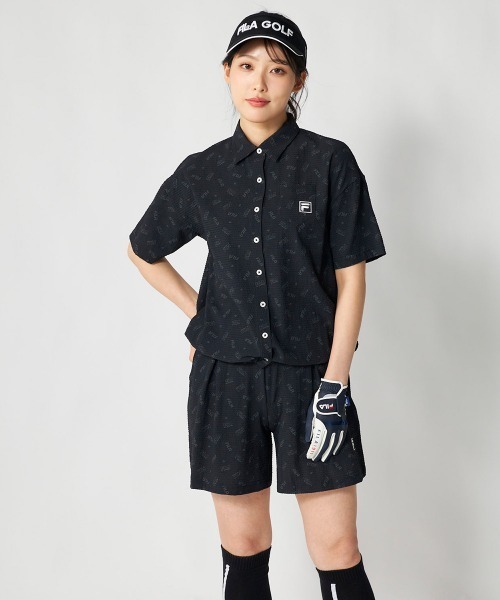 FILA GOLF(フィラゴルフ )の「【FILA GOLF:フィラゴルフ】レディースサッカー素材半袖シャツ 吸汗速乾・UVカット機能 ゴルフ(シャツ/ブラウス・レディース・ライトベージュ/ブラック/カーキ・MEDIUM/LARGE/X-LARGE)」の11枚目の写真