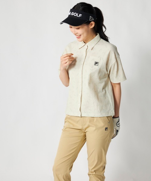 FILA GOLF(フィラゴルフ )の「【FILA GOLF:フィラゴルフ】レディースサッカー素材半袖シャツ 吸汗速乾・UVカット機能 ゴルフ(シャツ/ブラウス・レディース・ライトベージュ/ブラック/カーキ・MEDIUM/LARGE/X-LARGE)」の20枚目の写真