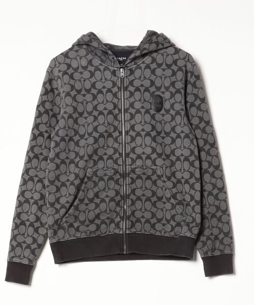 あ*ん様 COACH ロゴパターン パーカー L ブラック/グレー ブランド古着】COACH｜コーチ（メンズ）のパーカー（グレー/灰色系