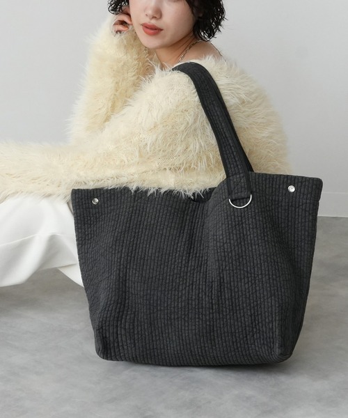 atRise(アットライズ)の「ヌビトートバッグ(L) / R0461(トートバッグ・レディース・スミクロ/グレー系その他/アイボリー系/ベージュ系その他/オートミール/ライトベージュ・ONE SIZE)」の2枚目の写真