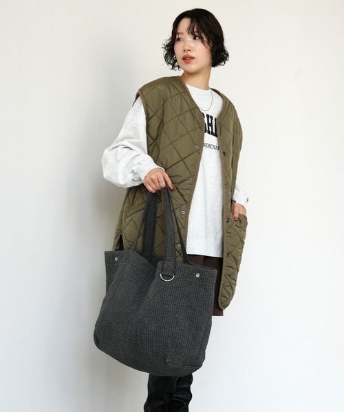 atRise(アットライズ)の「ヌビトートバッグ(L) / R0461(トートバッグ・レディース・スミクロ/グレー系その他/アイボリー系/ベージュ系その他/オートミール/ライトベージュ・ONE SIZE)」の9枚目の写真