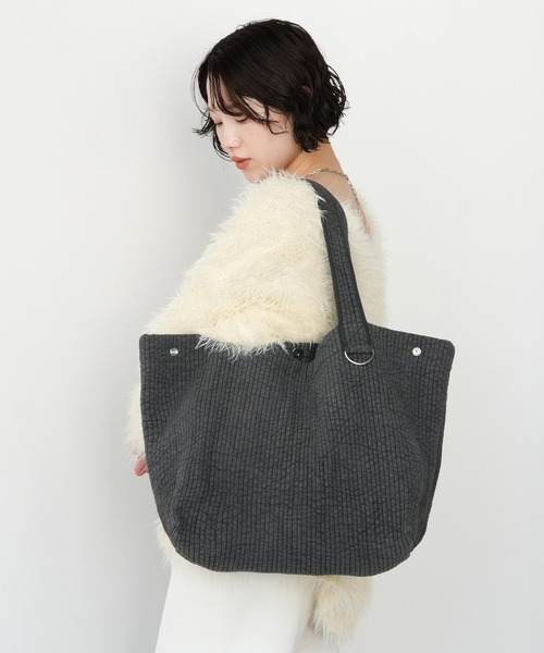 atRise(アットライズ)の「ヌビトートバッグ(L) / R0461(トートバッグ・レディース・スミクロ/グレー系その他/アイボリー系/ベージュ系その他/オートミール/ライトベージュ・ONE SIZE)」の10枚目の写真