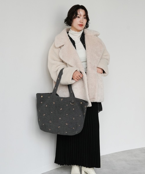 atRise(アットライズ)の「ヌビトートバッグ(L) / R0461(トートバッグ・レディース・スミクロ/グレー系その他/アイボリー系/ベージュ系その他/オートミール/ライトベージュ・ONE SIZE)」の11枚目の写真