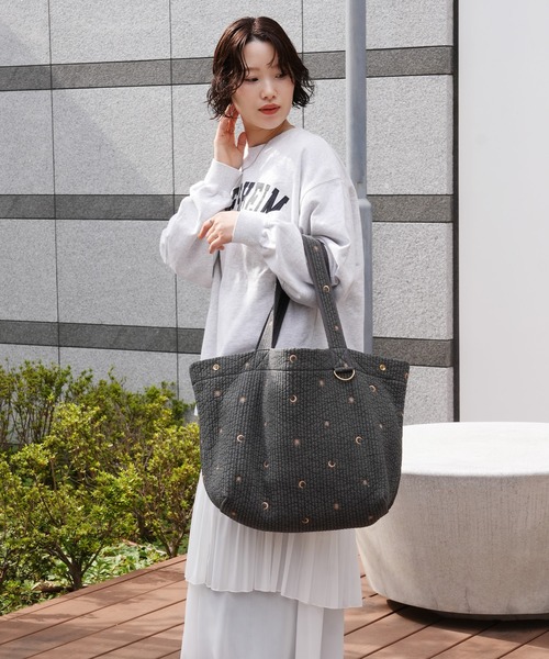 atRise(アットライズ)の「ヌビトートバッグ(L) / R0461(トートバッグ・レディース・スミクロ/グレー系その他/アイボリー系/ベージュ系その他/オートミール/ライトベージュ・ONE SIZE)」の12枚目の写真