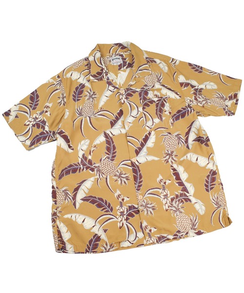 HOUSTON(ヒューストン)の「【UT208】【HOUSTON/ヒューストン】MADE IN JAPAN RAYON ALOHA SHIRT PINEAPPLE 41351(シャツ/ブラウス・メンズ・ブラック/マスタード・MEDIUM/LARGE)」の2枚目の写真