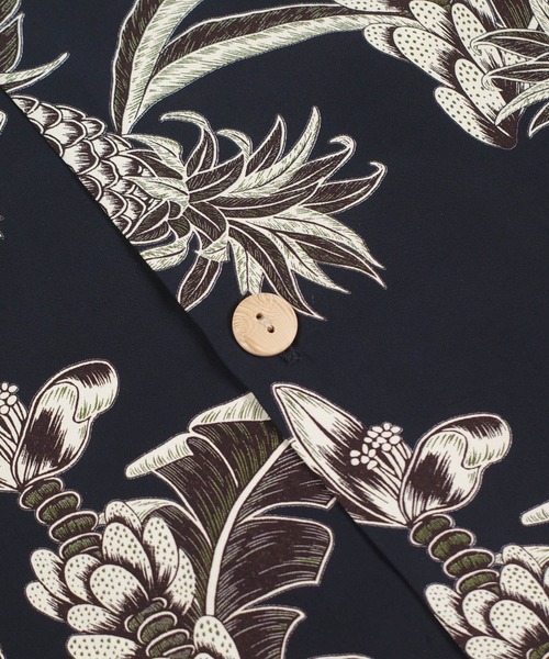 HOUSTON(ヒューストン)の「【UT208】【HOUSTON/ヒューストン】MADE IN JAPAN RAYON ALOHA SHIRT PINEAPPLE 41351(シャツ/ブラウス・メンズ・ブラック/マスタード・MEDIUM/LARGE)」の4枚目の写真