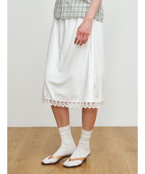 PLZPROJECT(プリーズプロジェクト)の「LACE MIDI SKIRT, WHITE(スカート・レディース・ホワイト・FREE)」の1枚目の写真