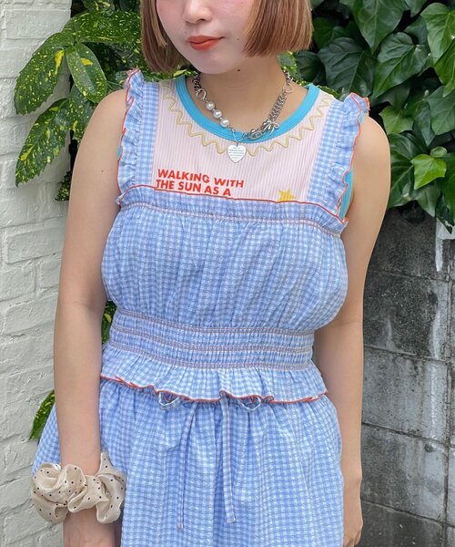 HELLO.SANFRANCISCO(ハローサンフランシスコ)の「【HELLO.SANFRANCISCO/ハローサンフランシスコ】シャーリングチェックビスチェ(キャミソール・レディース・サックスブルー/ピンク・ONE SIZE)」の18枚目の写真