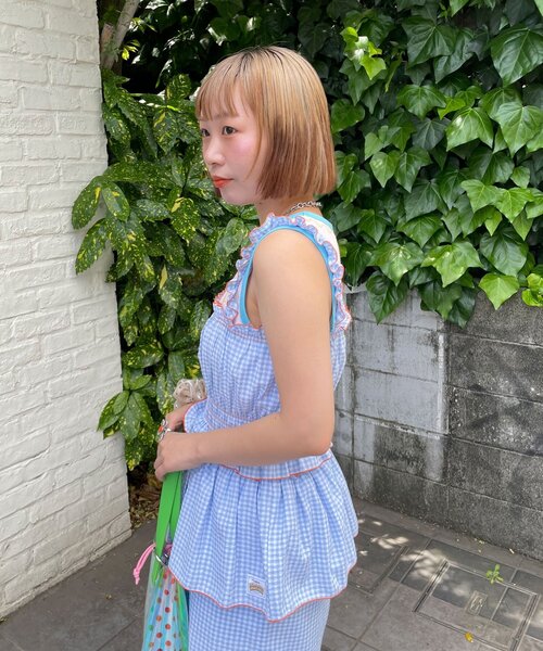 HELLO.SANFRANCISCO(ハローサンフランシスコ)の「【HELLO.SANFRANCISCO/ハローサンフランシスコ】シャーリングチェックビスチェ(キャミソール・レディース・サックスブルー/ピンク・ONE SIZE)」の19枚目の写真