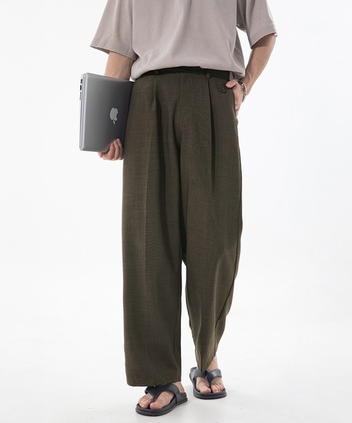 CORPUS TOKYO（コーパス トーキョー）の「バックゴムストレッチワイドスラックス（スラックス・メンズ・ブラック/アイボリー/カーキブラウン・1/3/2/4）」の3枚目の写真