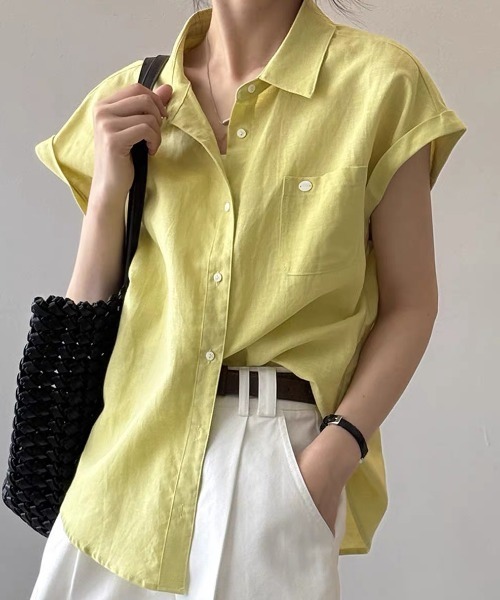 FAVORITO(ファヴォリート)の「ノースリーブシャツ(シャツ/ブラウス・レディース・ホワイト/イエロー・S/XL/L/M)」の5枚目の写真