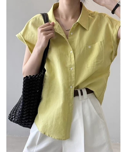 FAVORITO(ファヴォリート)の「ノースリーブシャツ(シャツ/ブラウス・レディース・ホワイト/イエロー・S/XL/L/M)」の6枚目の写真