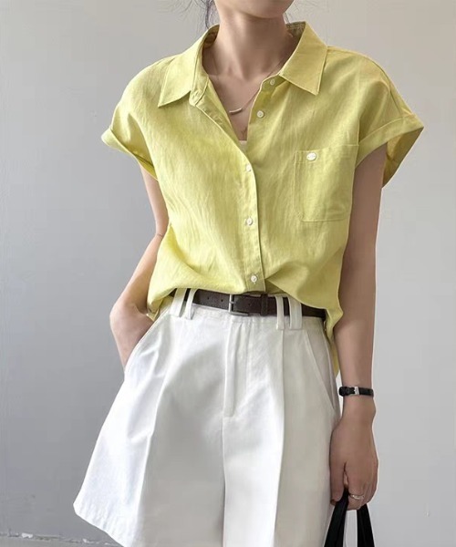 FAVORITO(ファヴォリート)の「ノースリーブシャツ(シャツ/ブラウス・レディース・ホワイト/イエロー・S/XL/L/M)」の8枚目の写真
