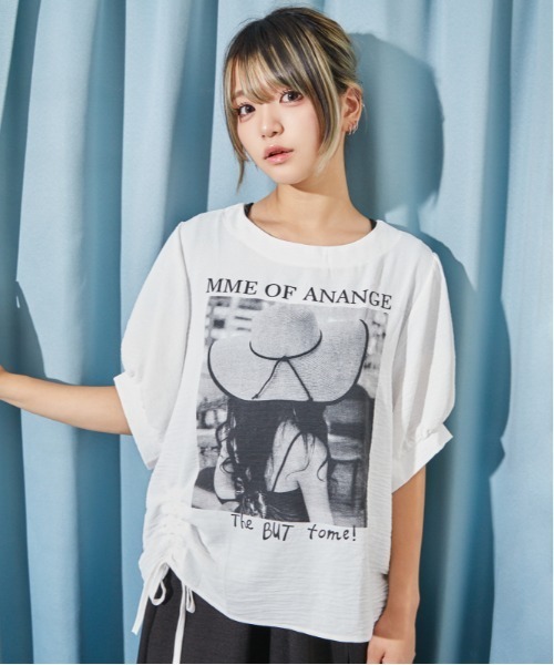 GORGE(ゴージ)の「《フォトプリント×ドロストデザイン》チュニック/モードカジュアル/春夏/全2色(その他トップス・レディース・オフホワイト/ブラック・F)」の1枚目の写真