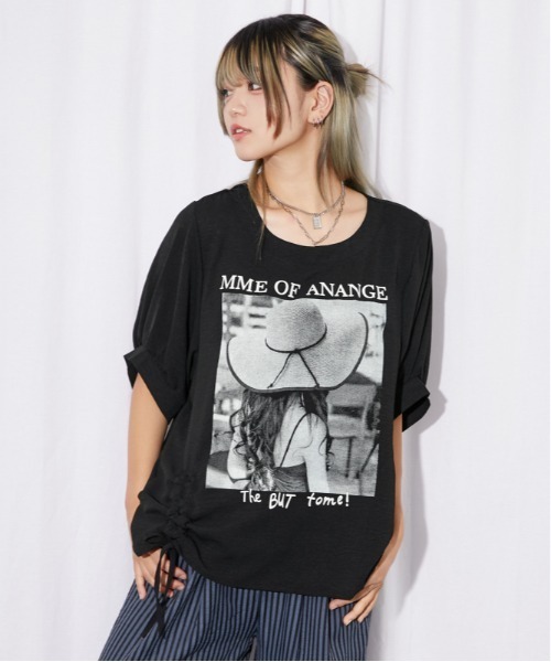 GORGE(ゴージ)の「《フォトプリント×ドロストデザイン》チュニック/モードカジュアル/春夏/全2色(その他トップス・レディース・オフホワイト/ブラック・F)」の3枚目の写真