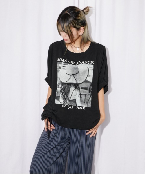 GORGE(ゴージ)の「《フォトプリント×ドロストデザイン》チュニック/モードカジュアル/春夏/全2色(その他トップス・レディース・オフホワイト/ブラック・F)」の4枚目の写真