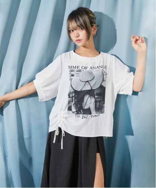 GORGE(ゴージ)の「《フォトプリント×ドロストデザイン》チュニック/モードカジュアル/春夏/全2色(その他トップス・レディース・オフホワイト/ブラック・F)」の7枚目の写真